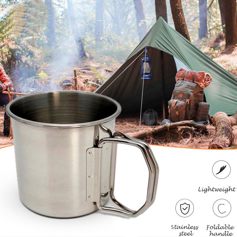 Чашка з нержавіючої сталі зі складними ручками 350 мл Сріблястий (1009641-Silver) - фото 2