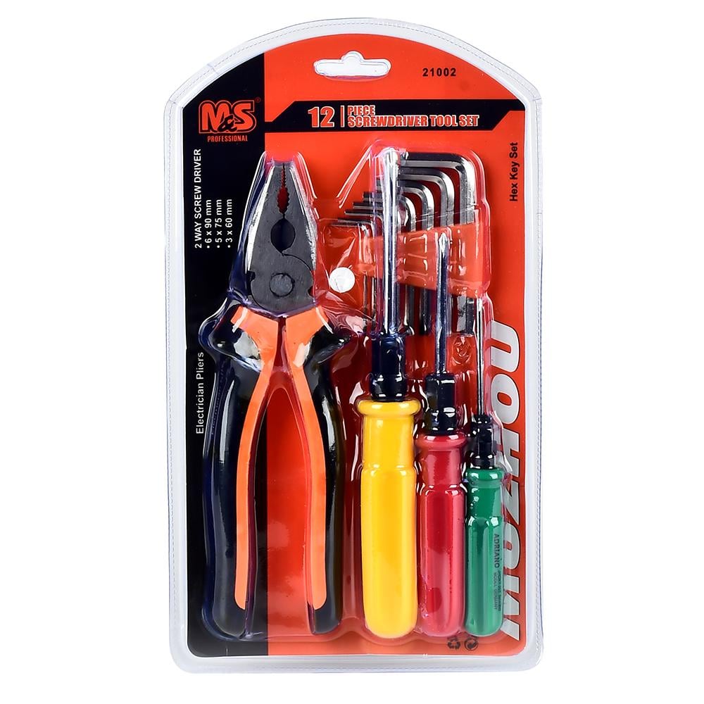 Набір інструментів Stenson R32129 12 шт. плоскогубці/3 викрутки/8 шестигранних ключів Різнокольоровий (eafed153)