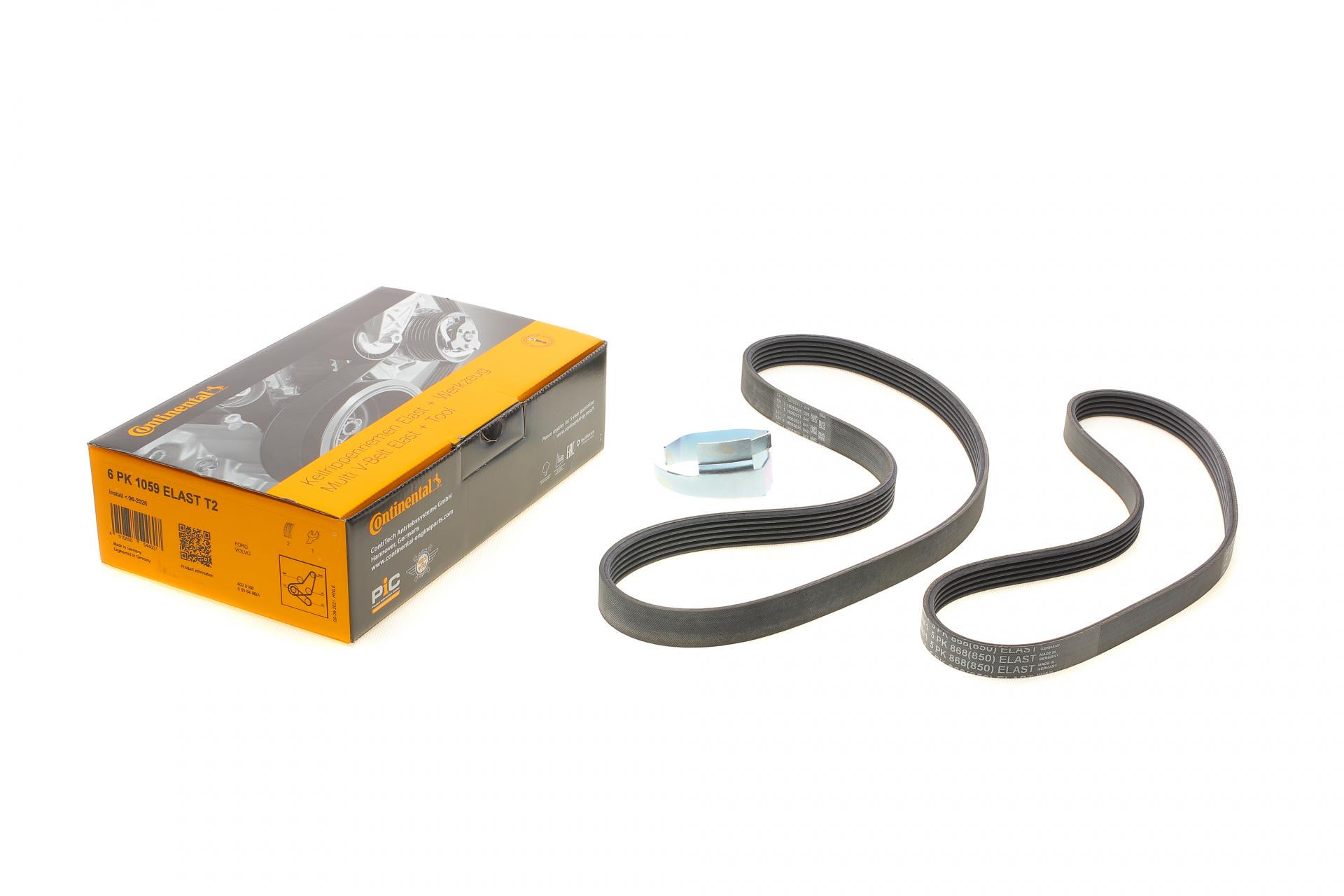 Ремінь генератора Continental для Ford Focus 1.4/1.6i 03-/Volvo C30/S40/V50 1.6 05-12 6PK1059 ELAST+5PK868 ELAST (6PK1059 ELAST T2)