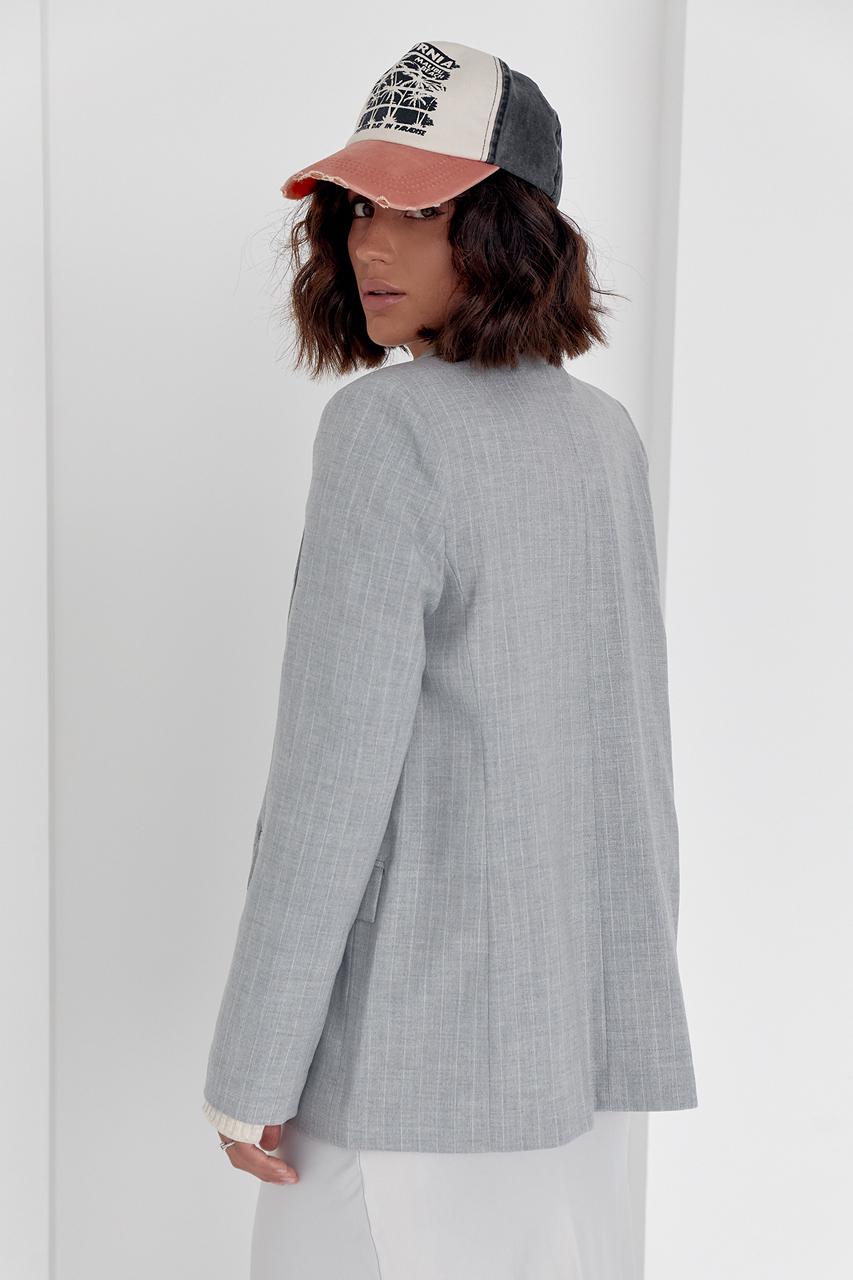Пиджак без застежки M Светло-серый (11859694) - фото 2