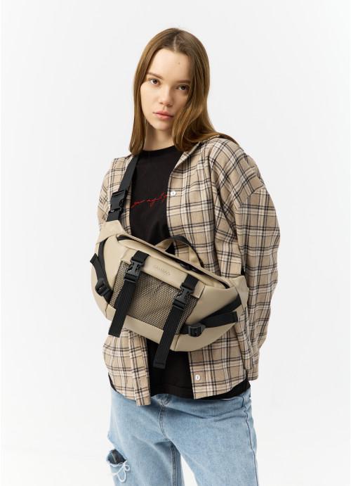 Поясная сумка женская Sambag из натуральной кожи Серый (1015038721)