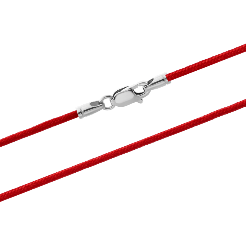 Шнурок синтетический для кулона с серебряной застежкой Красный