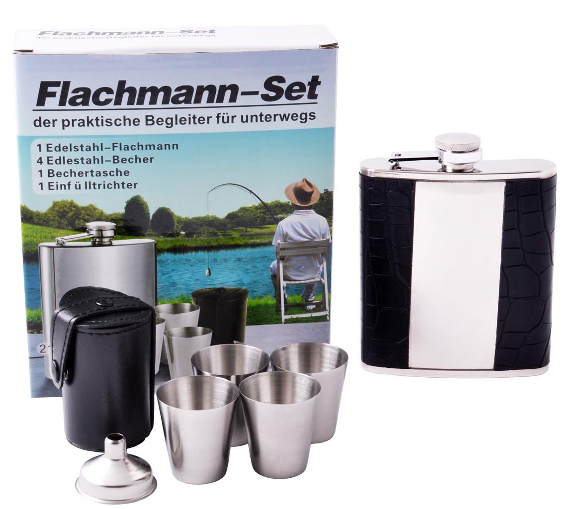 Набор фляга и 4 стопки Global Umi 210 мл Черный / Нержавеющая сталь