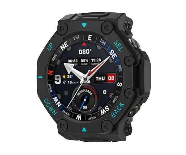 Чехол защитный TPU для смарт-часов Amazfit T-Rex 3 Pro 48 мм Черно-синий Чехол защитный TPU для смарт-часов Amazfit T-Rex 3 Pro 48 мм Черно-синий