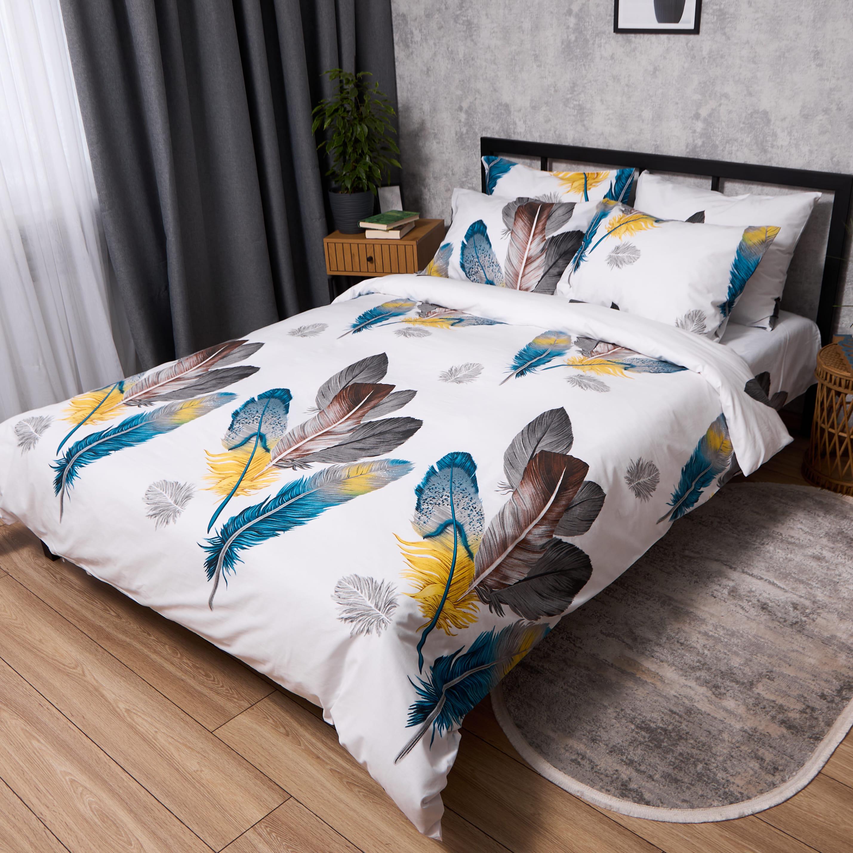 Комплект постільної білизни Moon&Star Бязь Gold Люкс Airy Feathers полуторний 143х210 см (MS-820010097)