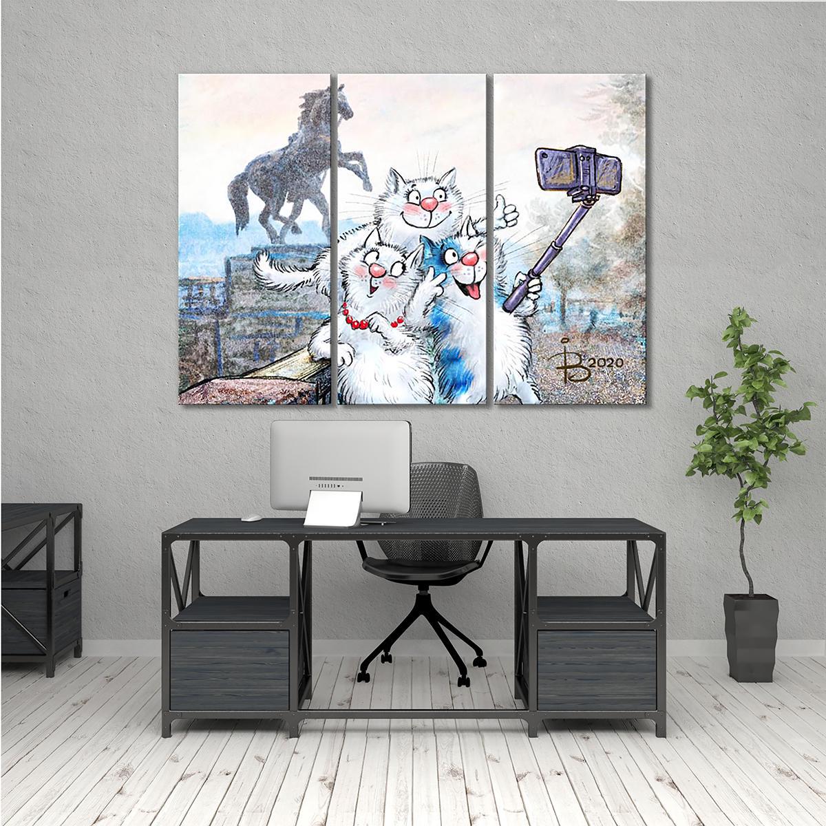 Модульная картина Селфи 3 модуля 90x135 см