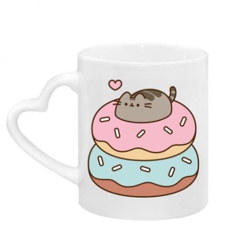 Чашка с ручкой в виде сердца Pusheen and Donuts (18255385-1-206865)