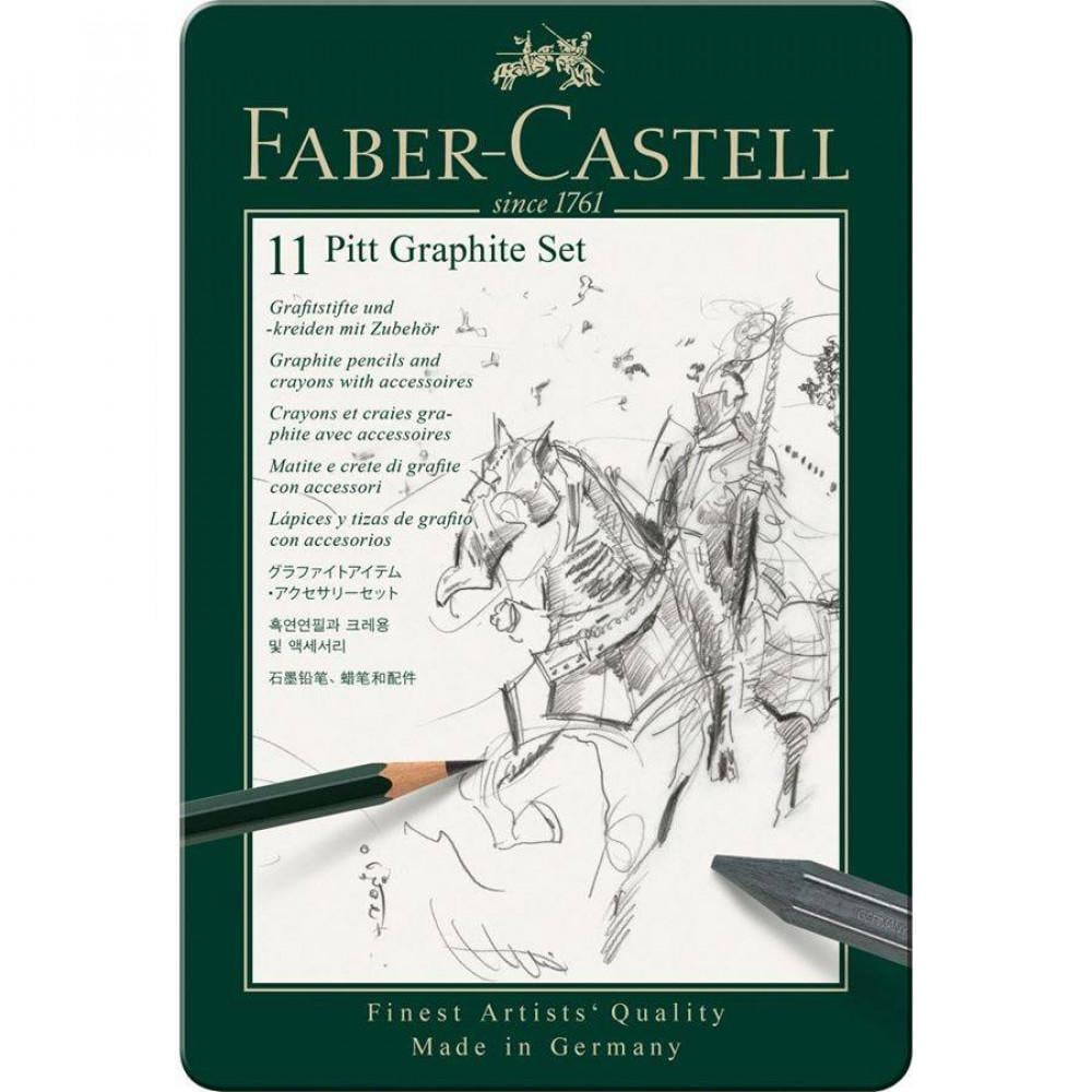 Набір чорнографітних олівців Faber-Castell PITT металевий пенал 11 пр. (112972) Набір чорнографітних олівців Faber-Castell PITT металевий пенал 11 пр. (112972)