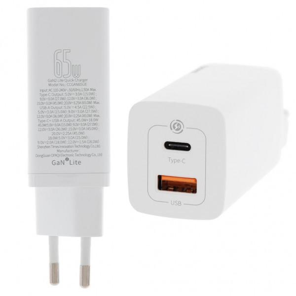 Мережевий зарядний пристрій Baseus GaN2 Lite Quick Charger 65 W 1 Type-C 1 USB - фото 5