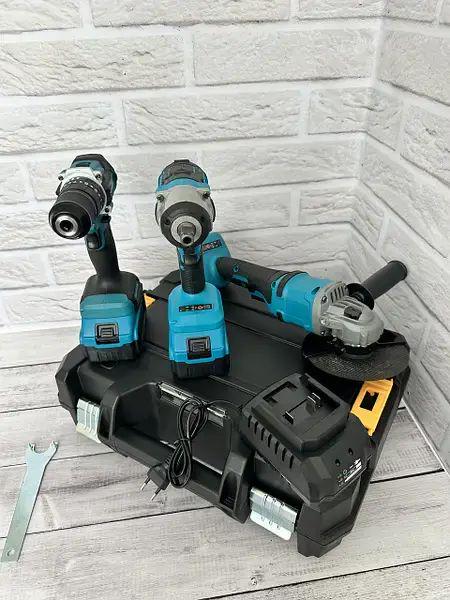 Набор электроинструментов 3в1 в кейсе 20V/4A шуруповерт/болгарка/гайковерт с 2 аккумуляторами с индикатором заряда и подсветкой (opt-103913) Набор электроинструментов 3в1 в кейсе 20V/4A шуруповерт/болгарка/гайковерт с 2 аккумуляторами с индикатором заряда и подсветкой (opt-103913)