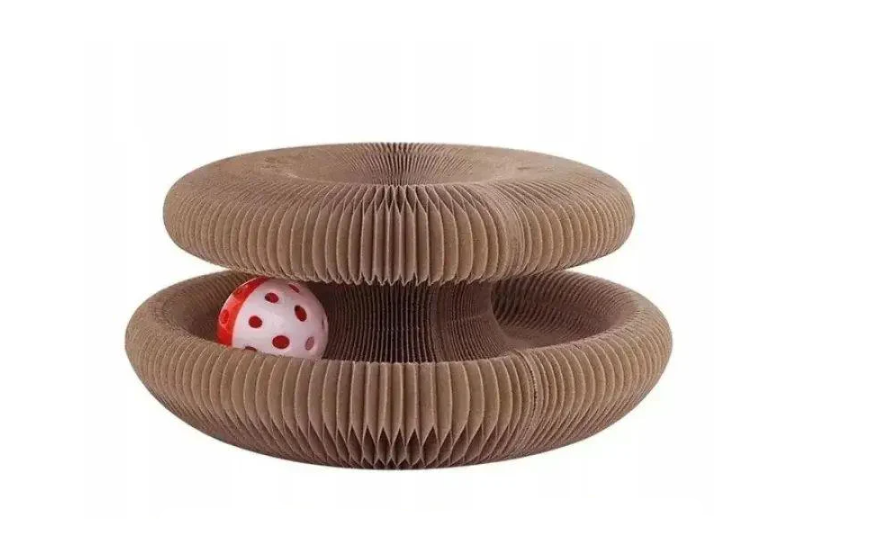 Кігтеточка з кулькою для котів Magic Organ з гофрованого картону 24х24х10 см Коричневий Кігтеточка з кулькою для котів Magic Organ з гофрованого картону 24х24х10 см Коричневий