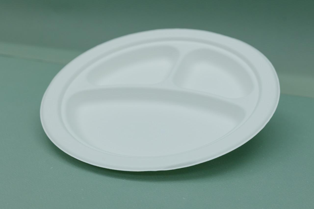 Одноразовая тарелка круглая с 3 отделениями 26 см 125 шт. - фото 2 Одноразовая тарелка круглая с 3 отделениями 26 см 125 шт. - фото 2