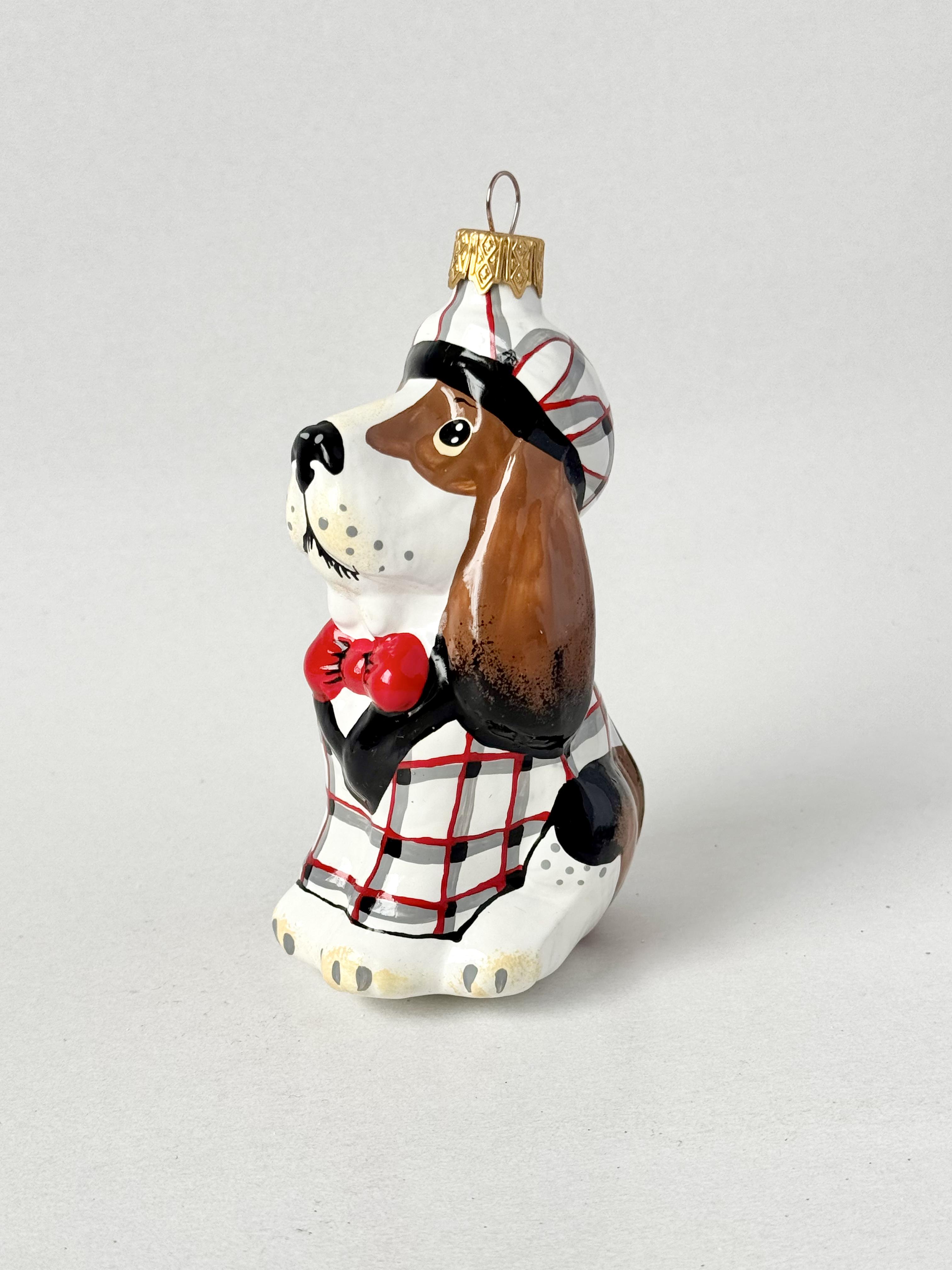 Игрушка на елку Собака Английская стеклянная 12х6 см (F-140-1)