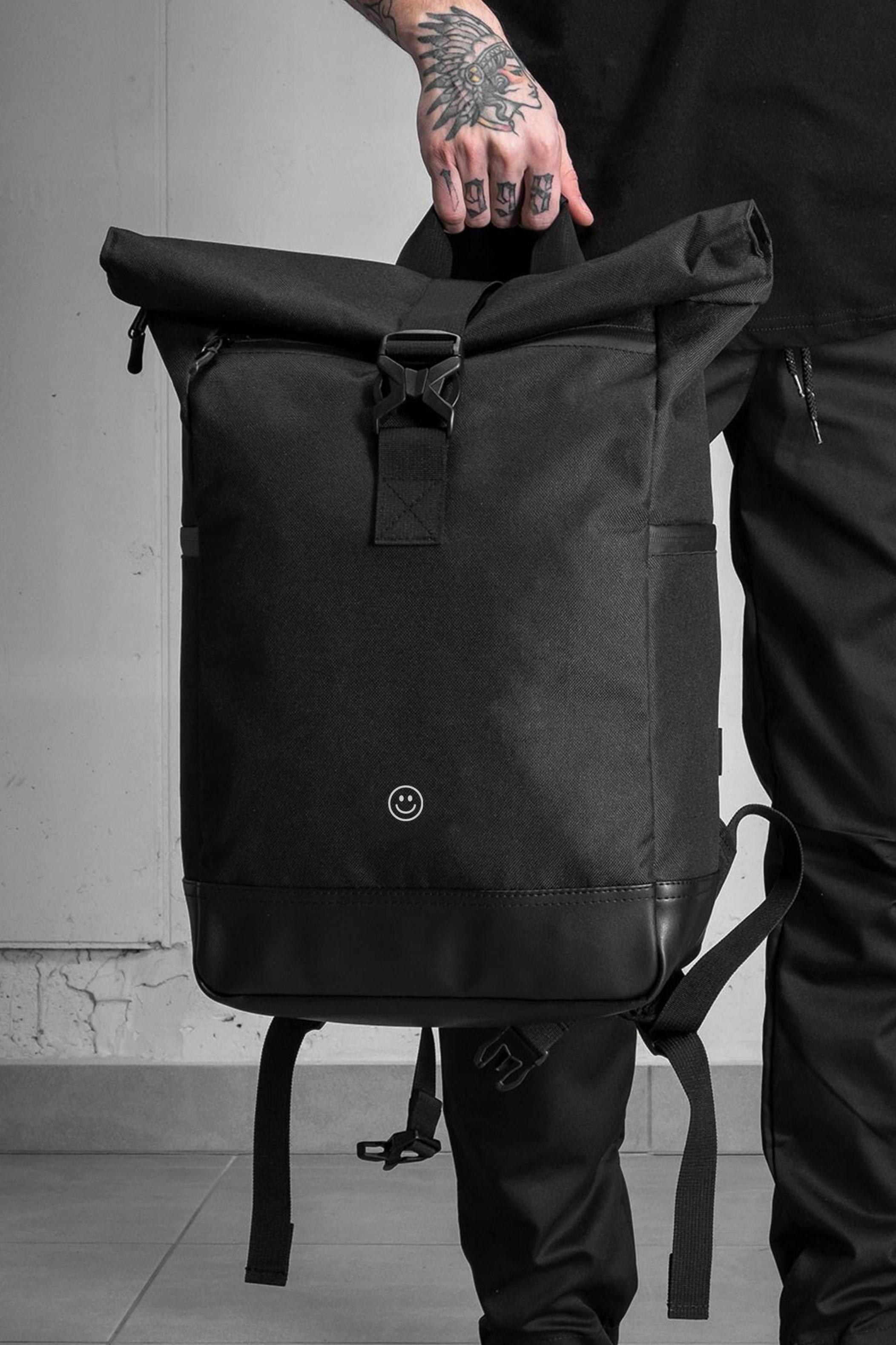 Рюкзак-роллтоп повседневный Without унисекс с принтом Smile Black (8055146)