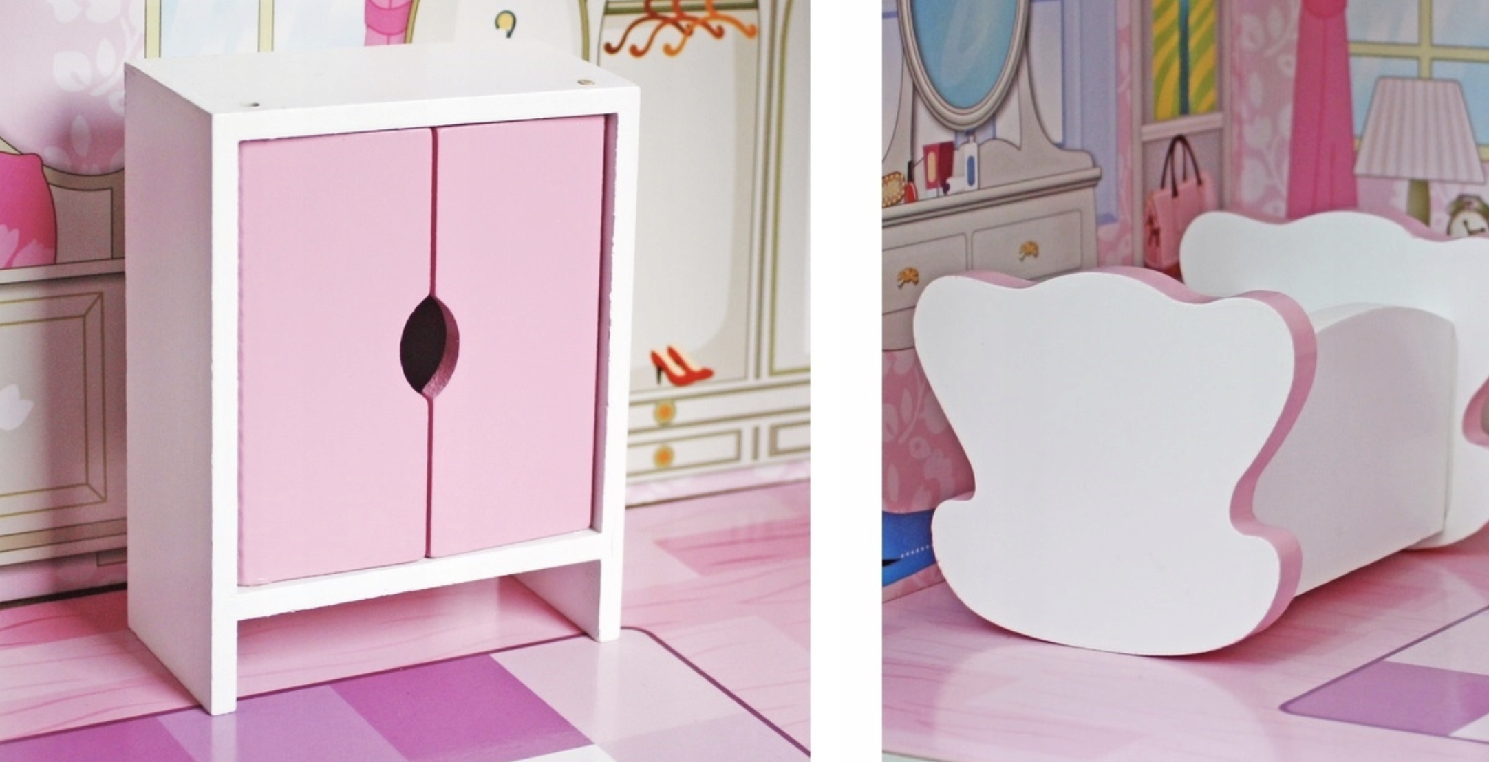 Кукольный домик деревянный PinkPalace с мебелью и террасой (2796175897) - фото 7 Кукольный домик деревянный PinkPalace с мебелью и террасой (2796175897) - фото 7