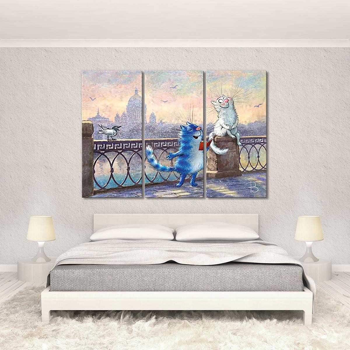 Модульная картина Чтение стихов 3 модуля 50x75 см