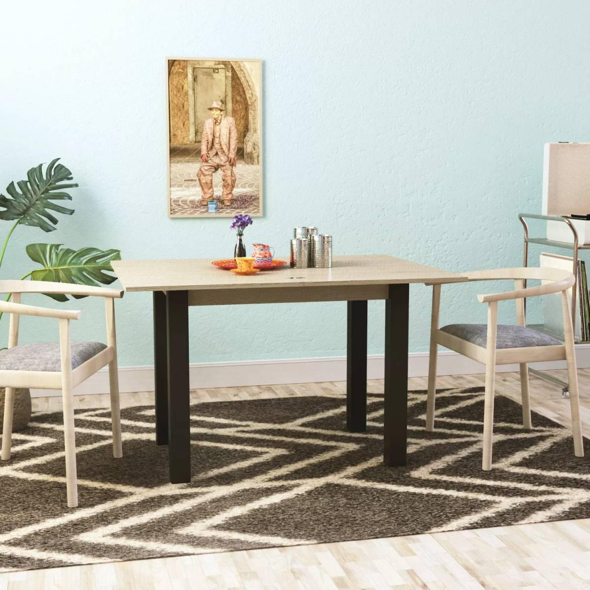 Стіл обідній розкладний AiH Dinner ЛДСП/дерево 90/120х75х60/90 см Дуб Сонома/Венге (TB15131300200)