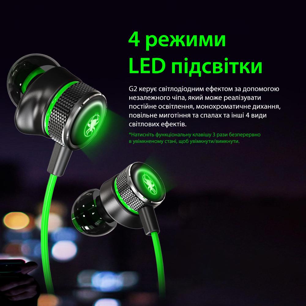 Наушники беспроводные игровые Plextone G2 Bluetooth 5.0 с микрофоном и LED подсветкой Green - фото 3