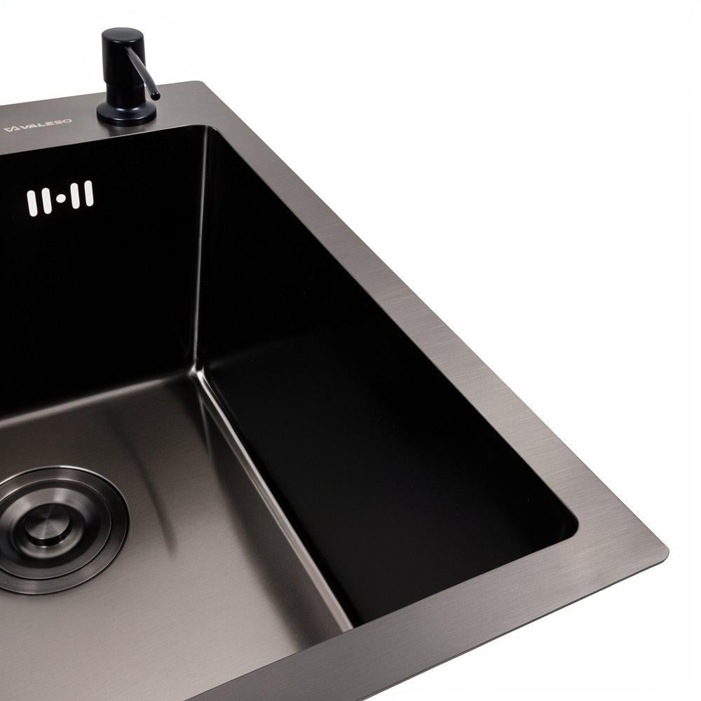 Кухонний комплект Valeso Handmade мийка 40x50 см змішувач FC-5 PVD Чорний (000050606) - фото 4