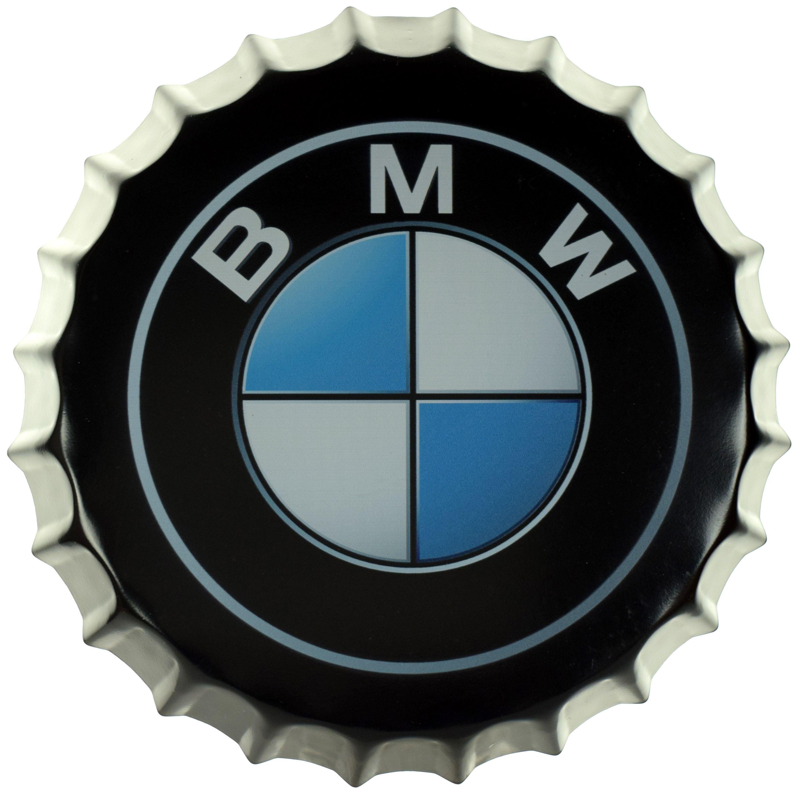 Табличка металлическая BMW Темный Фон крышка 35 см