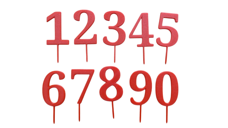 Топпер для торта цифры пластик Красный (688)