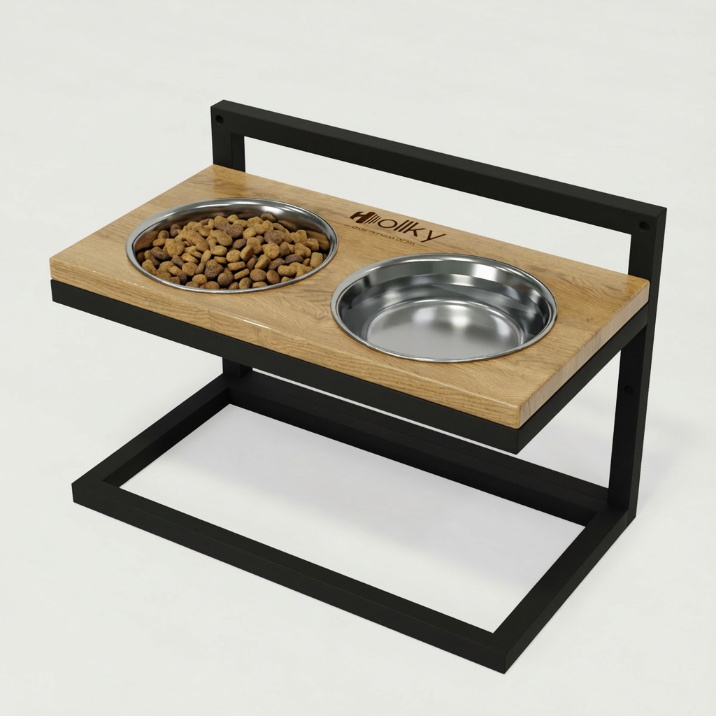 Миски на регулируемой подставке для средних собак Hollky Flex M 2х0,85 л (FM-422530-BLNH) - фото 2