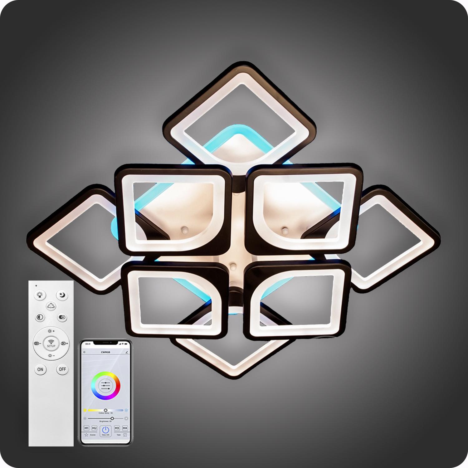 Люстра светодиодная 517 Light 3color с пультом 192 Вт Черный (01824) - фото 2 Люстра светодиодная 517 Light 3color с пультом 192 Вт Черный (01824) - фото 2