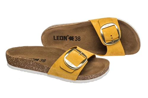 Жіночі шльопанці шкіряні Leon 4020 р. 36 Жовтий