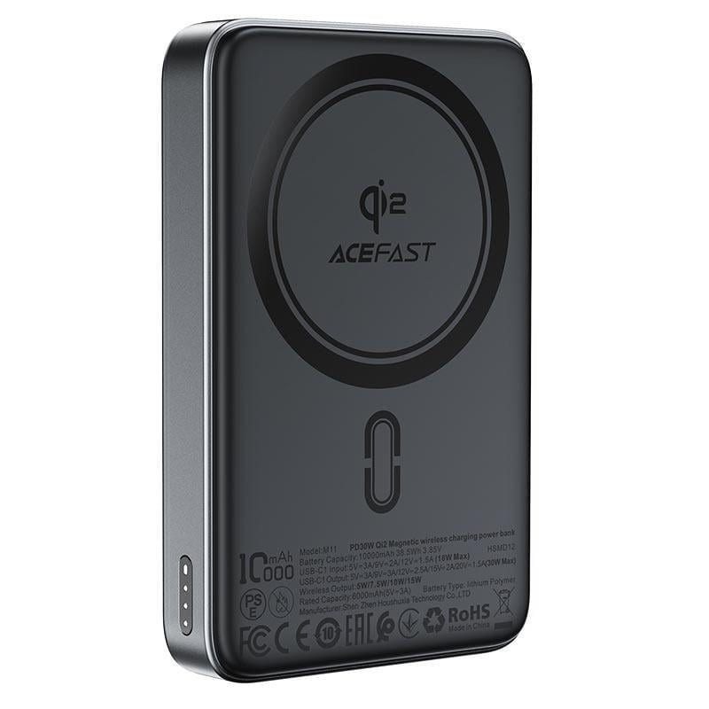 Внешний аккумулятор Acefast M11 PD30W Qi2 magnetic wireless charging 10000 mAh Черный