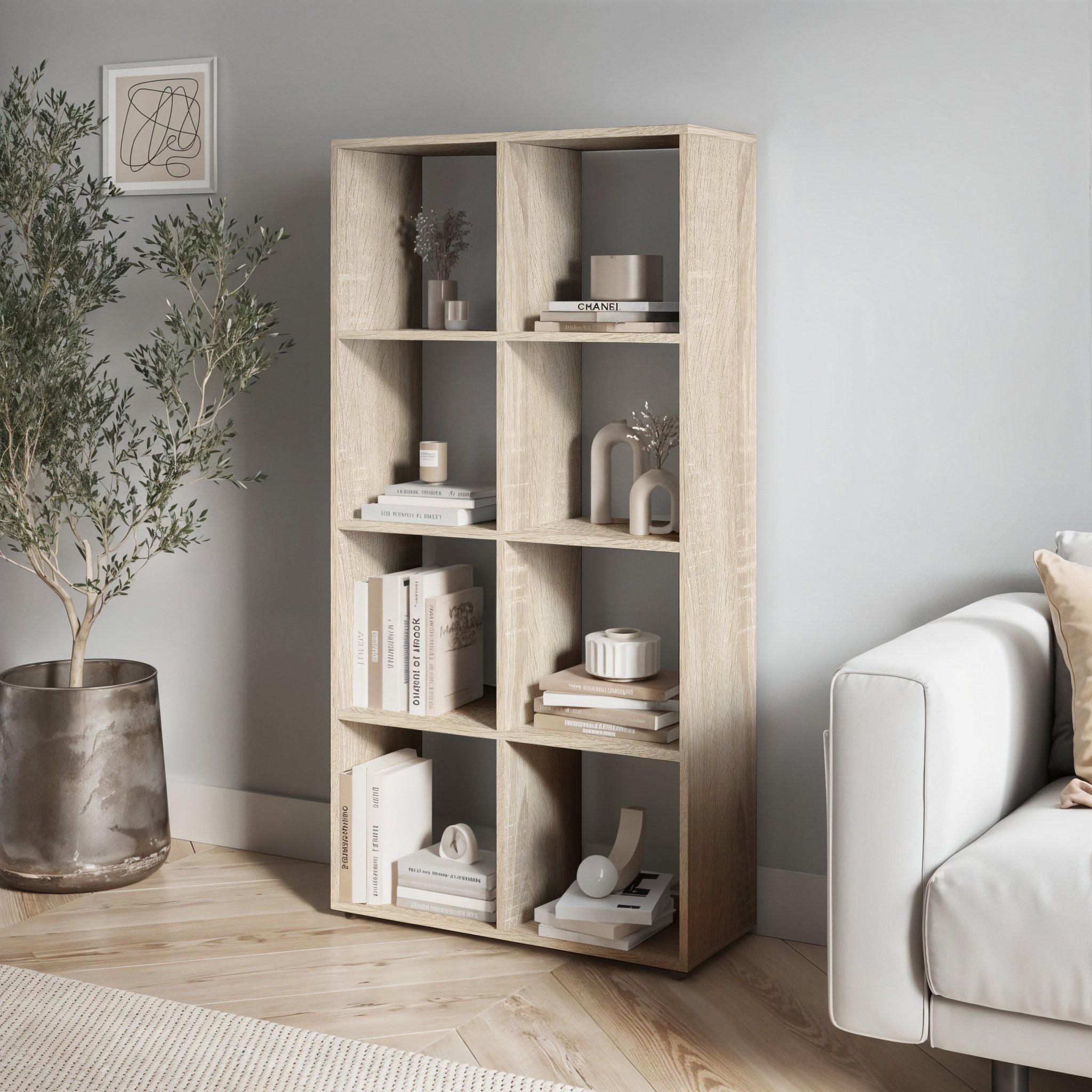 Стелаж для книг та декору на 8 комірок GP-17 720х230х1430 мм Дуб Сонома - фото 2