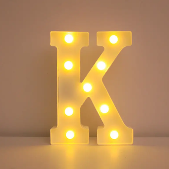 Буква с подсветкой K объемная маленькая 21x17 см Белый (553110/10)