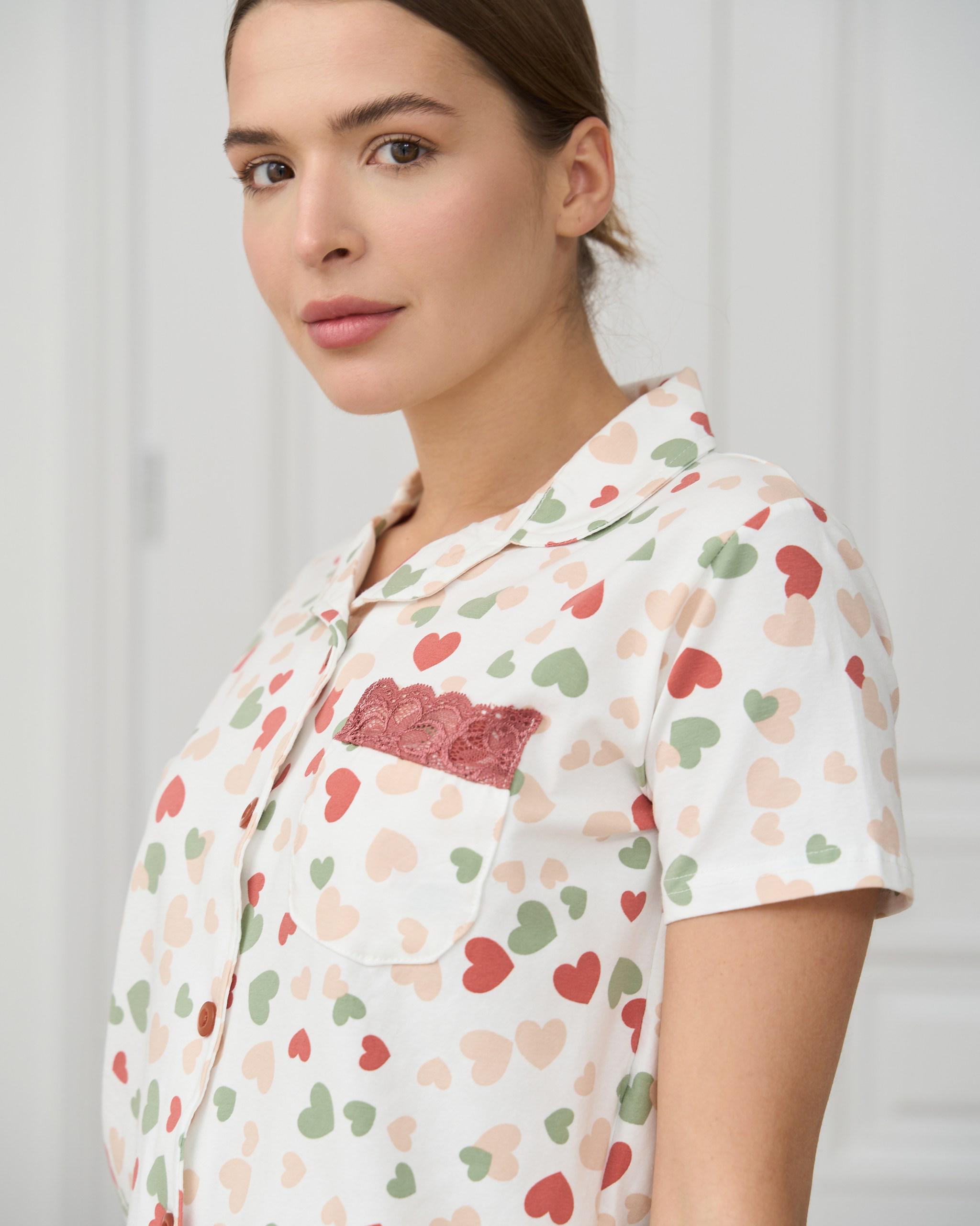 Комплект женский рубашка с шортиками Сердечки 60236 L Белый - фото 2 Комплект женский рубашка с шортиками Сердечки 60236 L Белый - фото 2