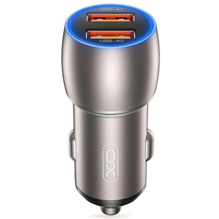Зарядное устройство для автомобильной XO CC52 QC 3.0 с быстрой зарядкой 36W/2USB 12/24V Серый (32407483) Зарядное устройство для автомобильной XO CC52 QC 3.0 с быстрой зарядкой 36W/2USB 12/24V Серый (32407483)
