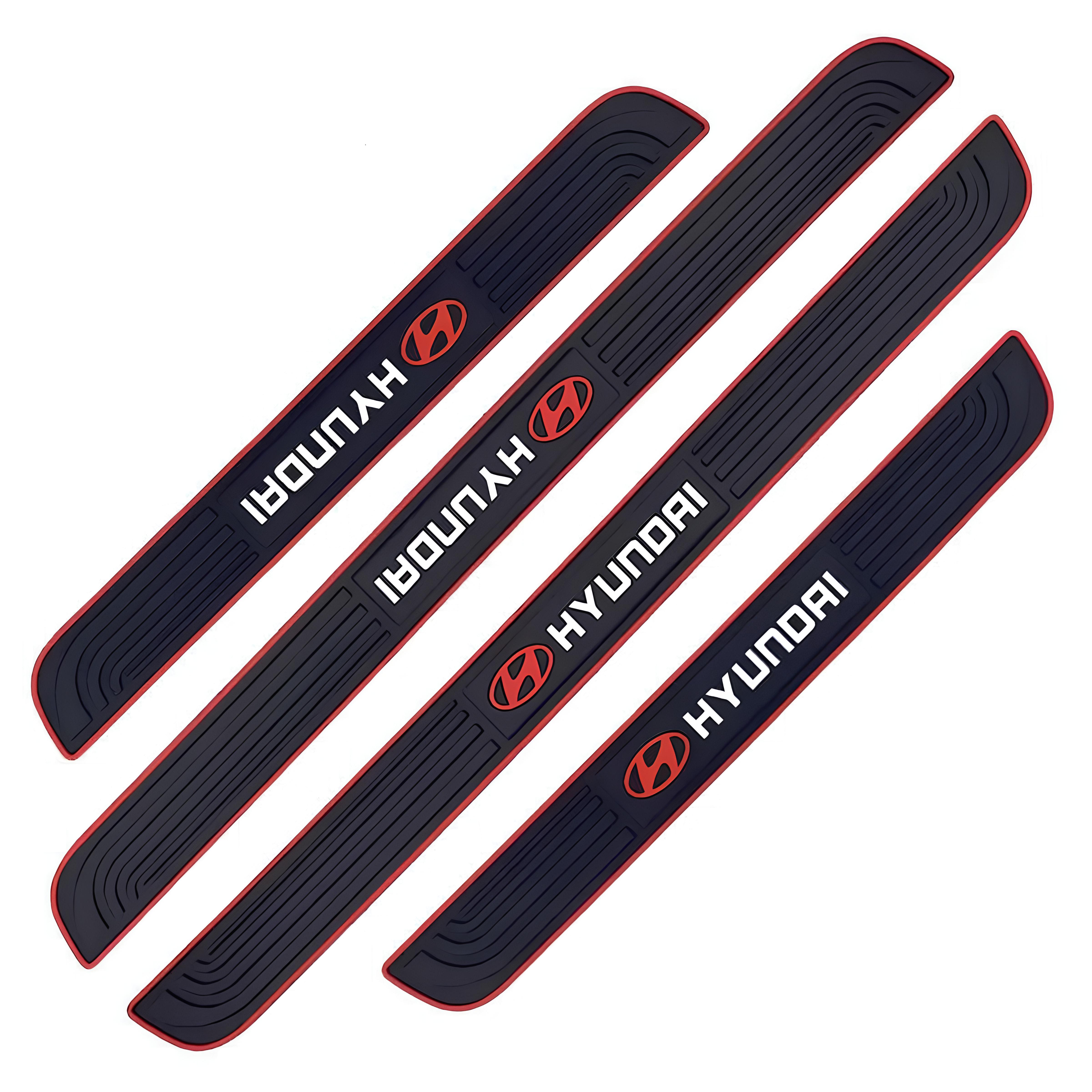 Резиновые брендированные защитные накладки на пороги для авто 4 шт. Hyundai Черный (1088655477)