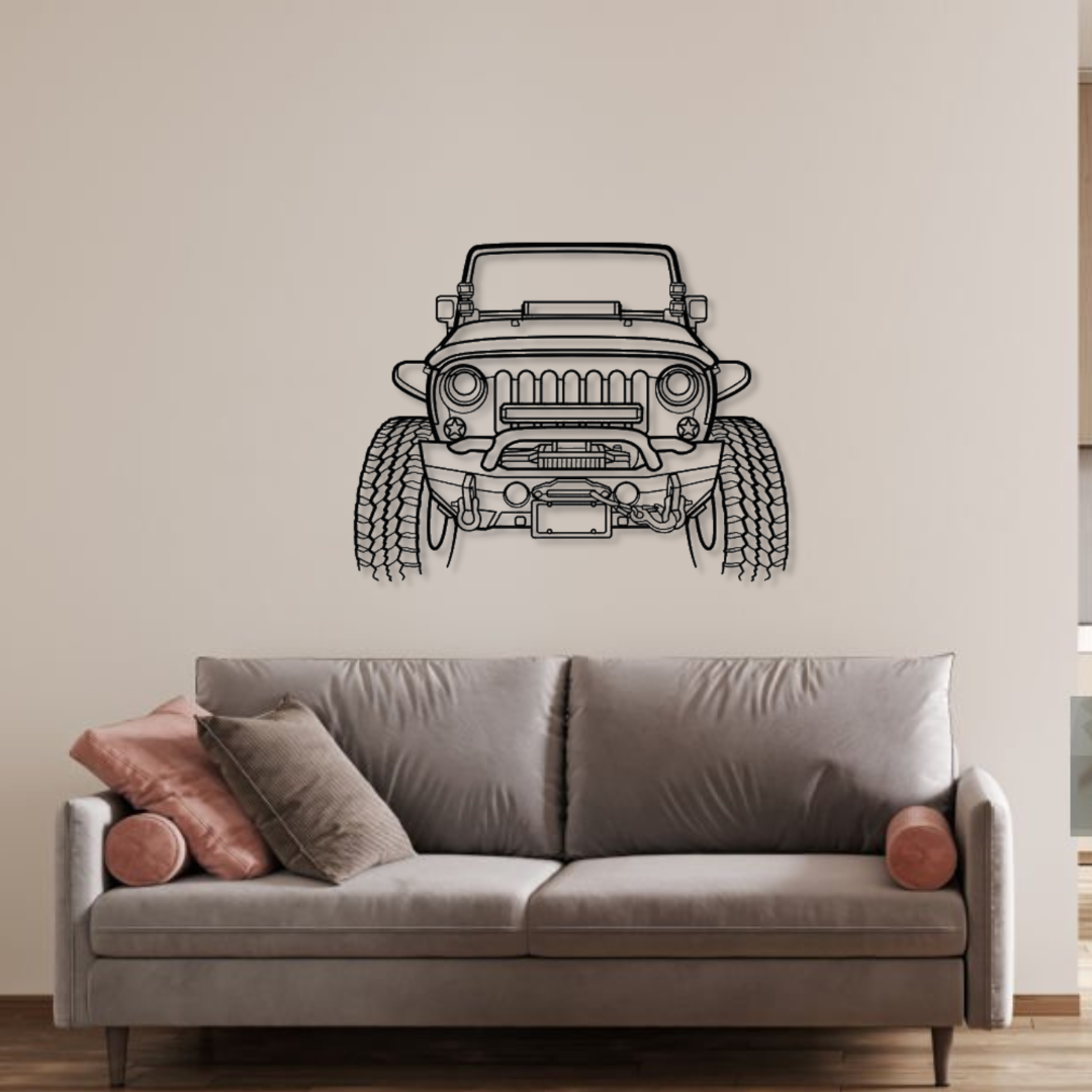 Декор на стену авто Jeep Wrangler Offroad из металла 120 см (auto195)