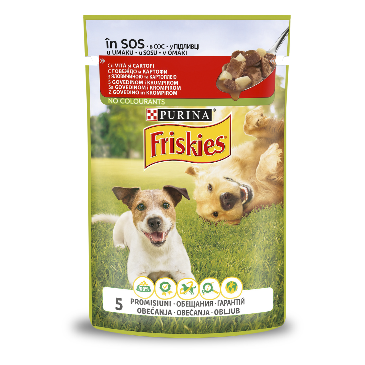 Влажный корм Friskies для собак кусочки в соусе говядина картофель 85 г (8445290751034)