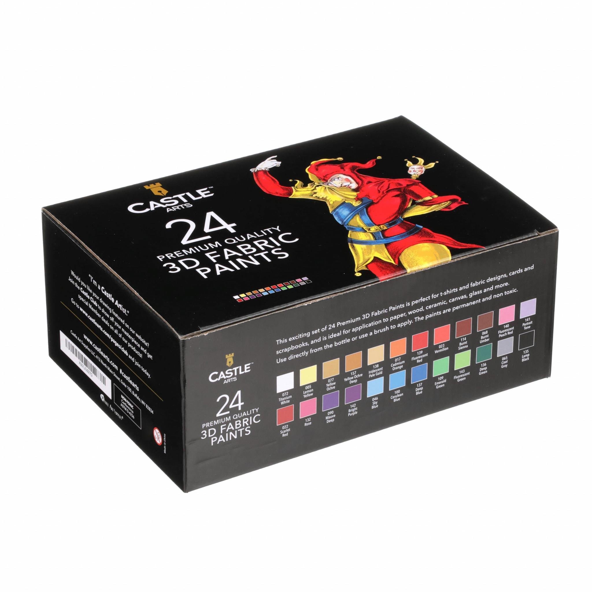 Стійка фарба для розпису по тканині CASTLE 3D Fabric Paint по 29 мл 24 шт. (1528) - фото 2 Стійка фарба для розпису по тканині CASTLE 3D Fabric Paint по 29 мл 24 шт. (1528) - фото 2