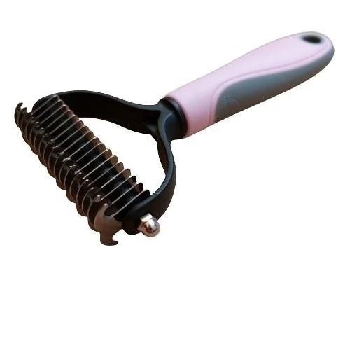 Щетка колтунореза для вычесывания шерсти кошек и собак двусторонняя Розовый (AND217)