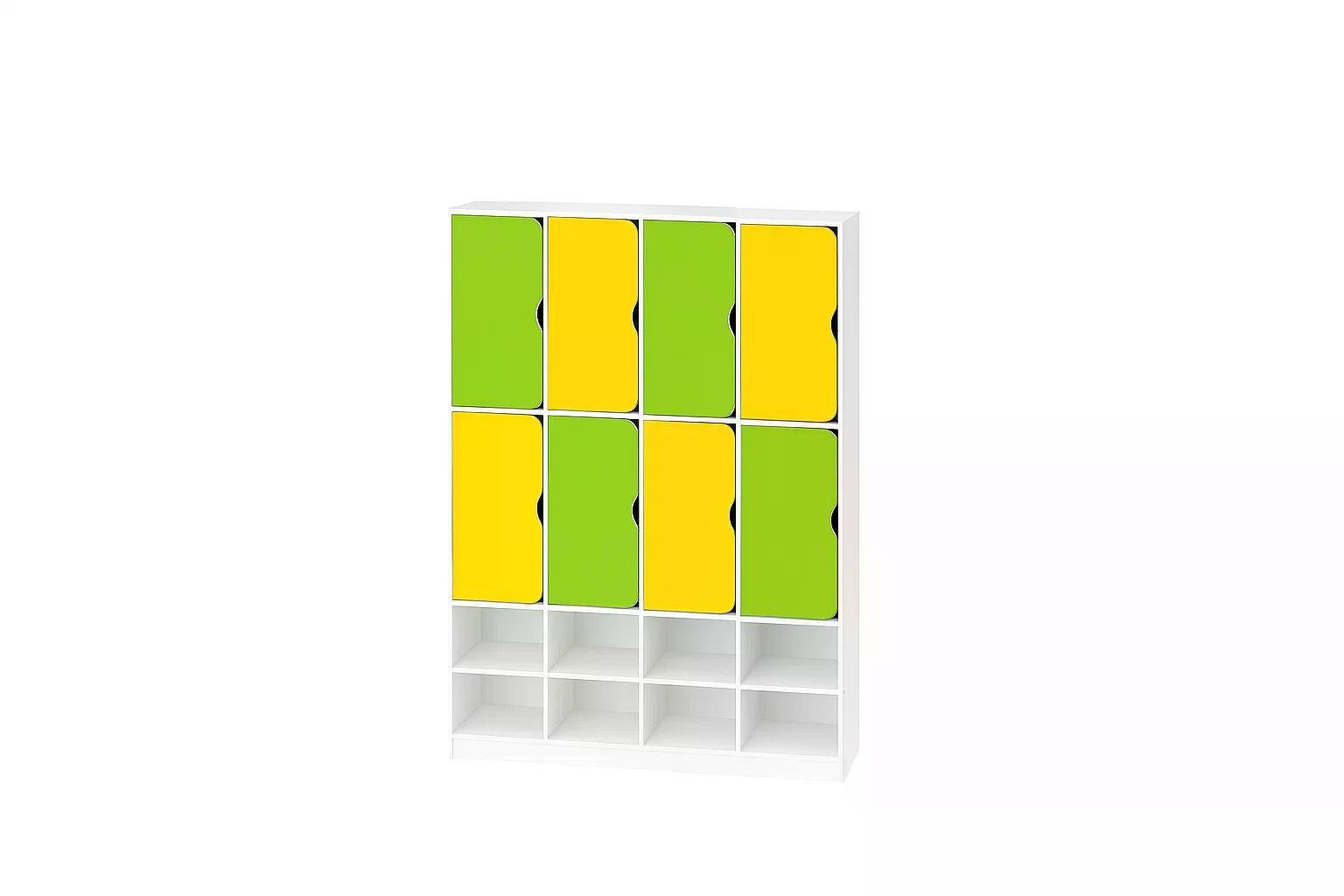 Шкаф для одежды DS-55 8-секций на металлических регулируемых Желтый/Лайм