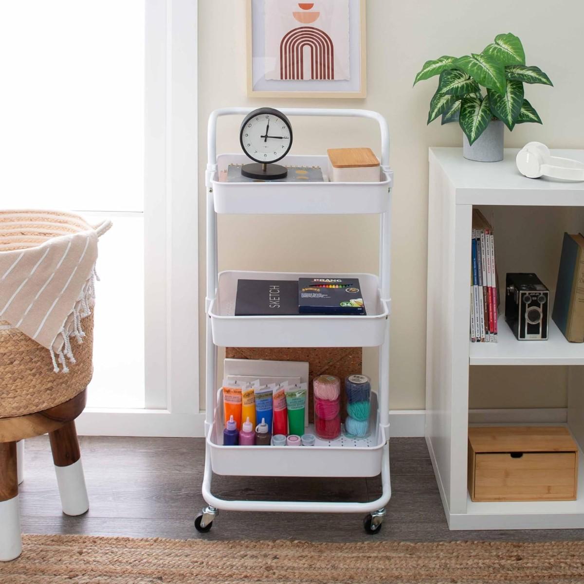 Етажерка на колесах Modern Home Comfort 3 яруса 41х39х86 см Білий (WW01355-W) - фото 2 Етажерка на колесах Modern Home Comfort 3 яруса 41х39х86 см Білий (WW01355-W) - фото 2