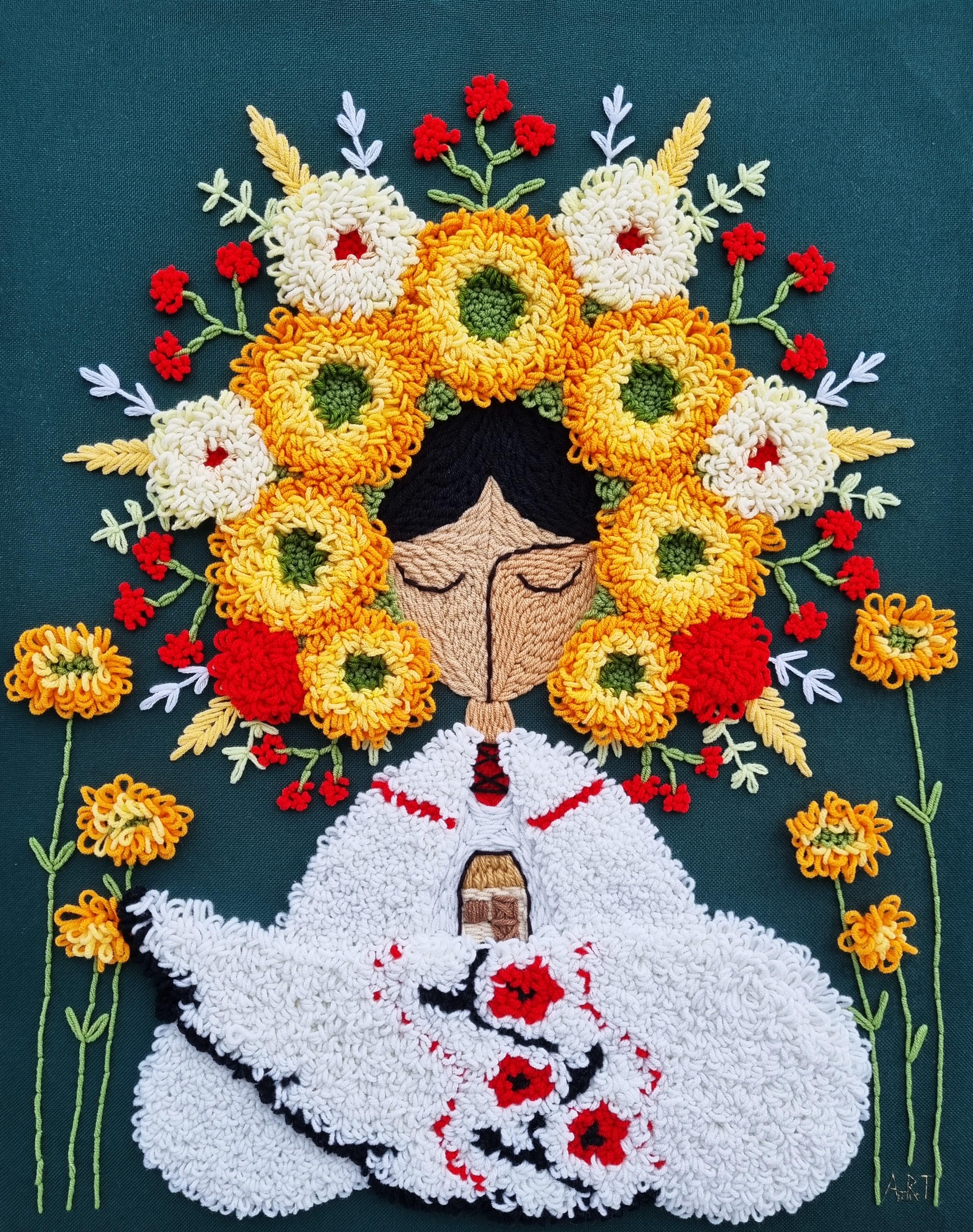 Картина ручной работы Берегиня ковровая вышивка 40х50 см Картина ручной работы Берегиня ковровая вышивка 40х50 см