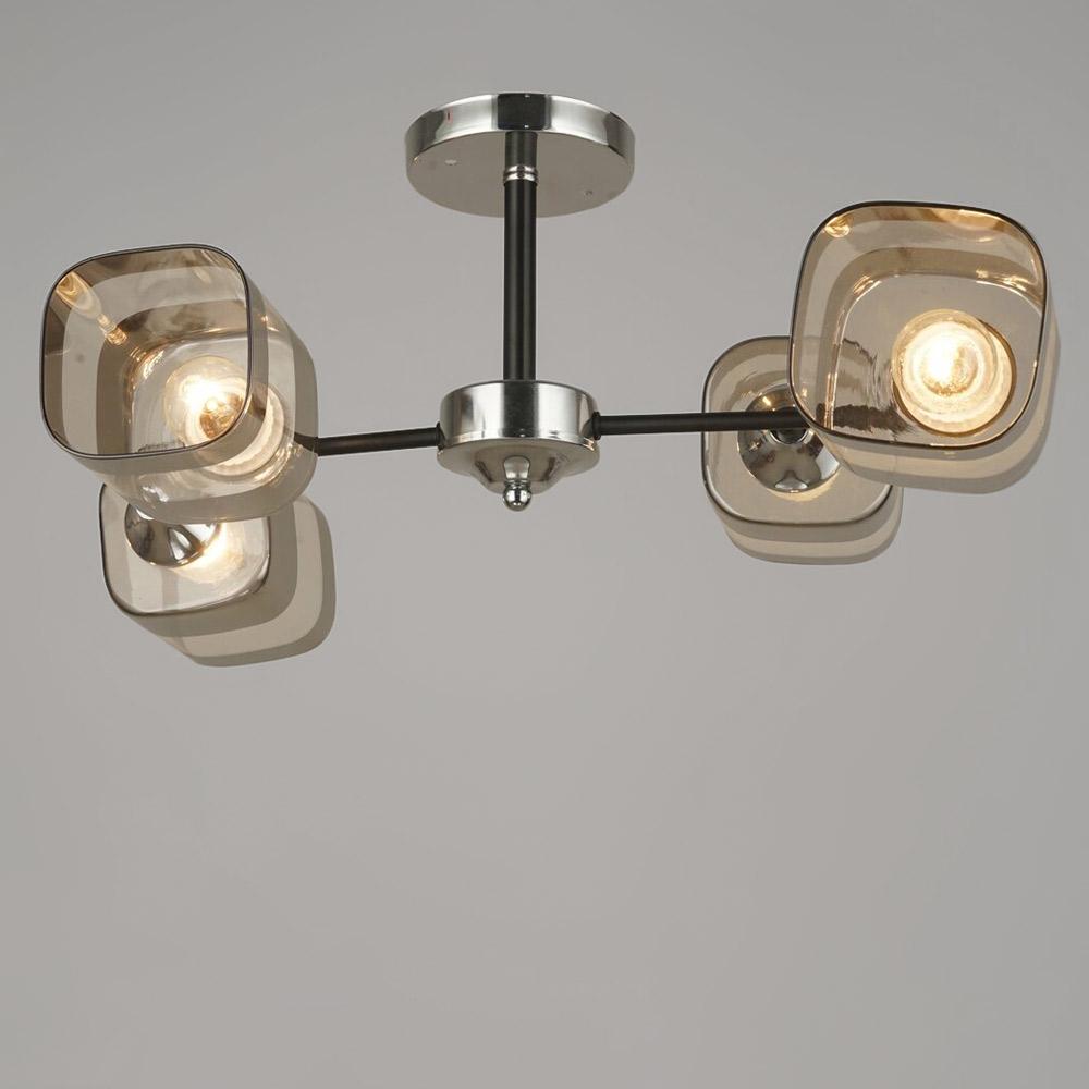 Люстра стельова Lighthouse SRS-19487/4 CH+BK Хром/Чорний/Прозорий