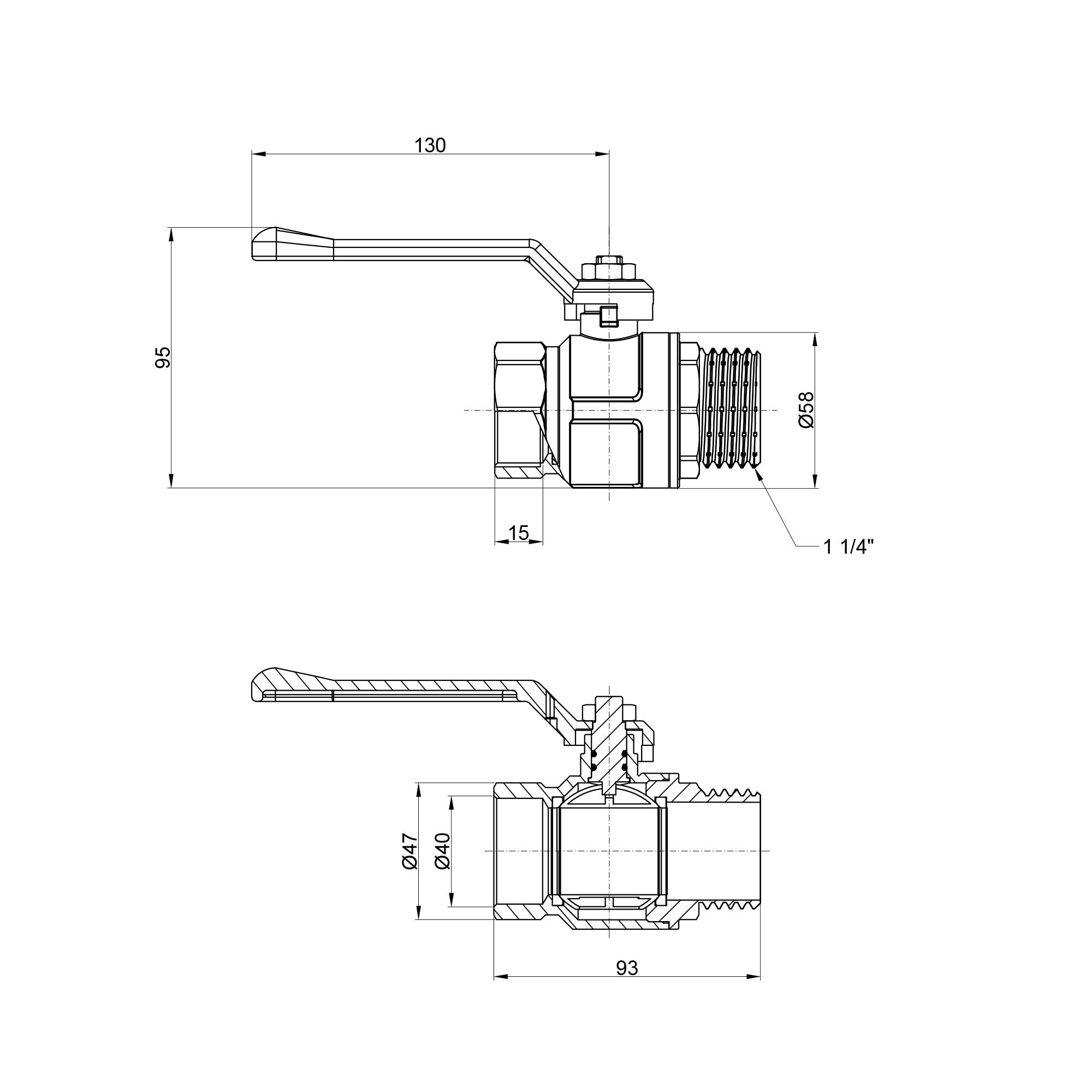 Кран кульовий ICMA №352 87352AG11 1 1/4" ВЗ ручка (60676) - фото 2