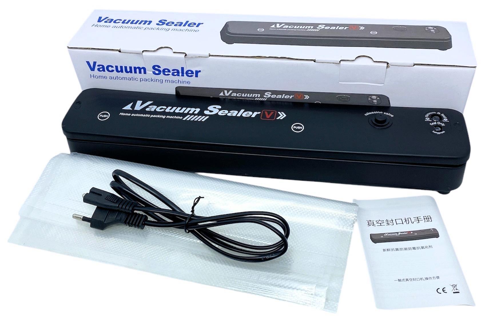 Вакууматор для продуктів та їжі Vacuum Sealer та 10 пакетів Чорний Вакууматор для продуктів та їжі Vacuum Sealer та 10 пакетів Чорний