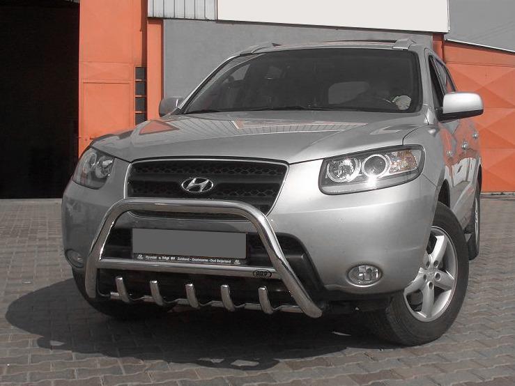 Кенгурятник WT003 CAN для Hyundai Santa Fe 2 2006-2012 гг. нержавеющая сталь Хром