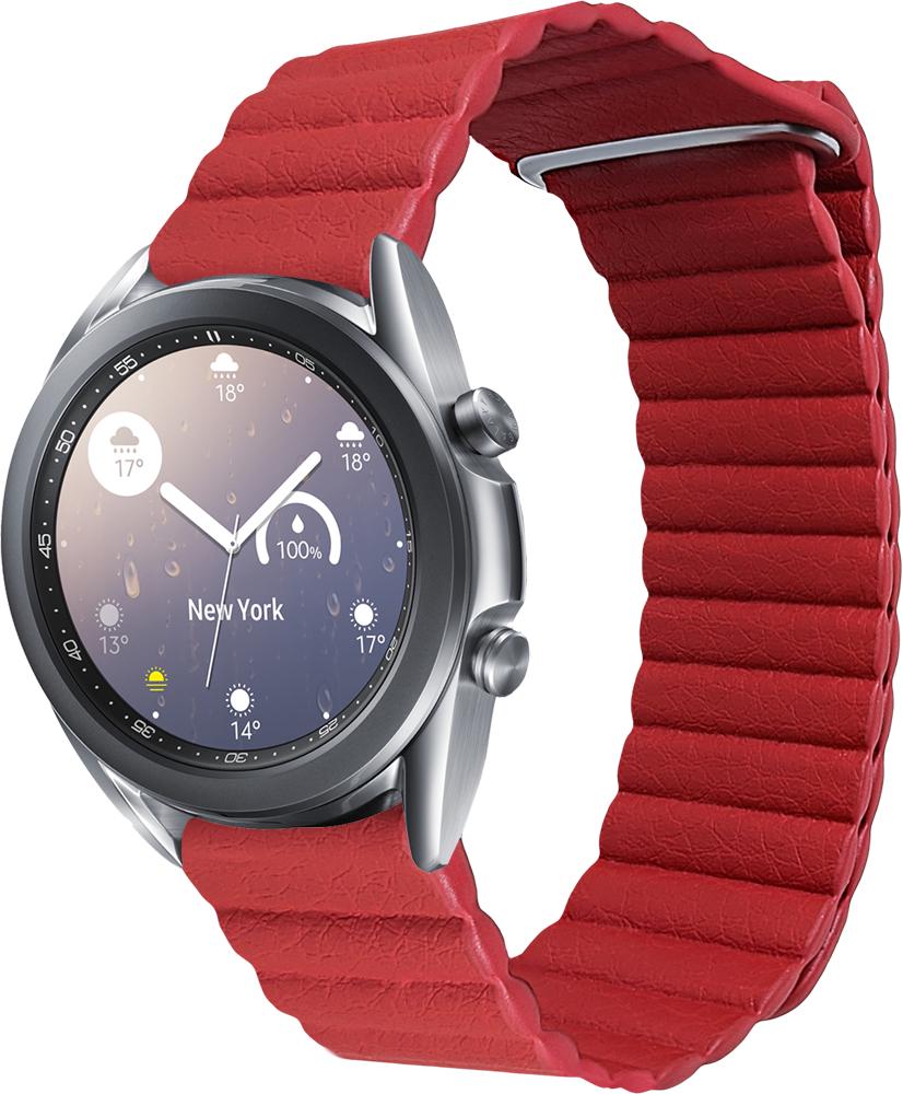 Ремешок кожаный Genis для Galaxy Watch 3 41 мм Red (26491-2D)