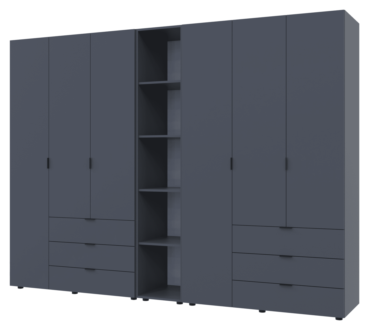 Комплект шкафов для спальни Doros Гелар с этажеркой 3 + 3 ДСП 270,6х49,5х203,4 см Графит (42005061)