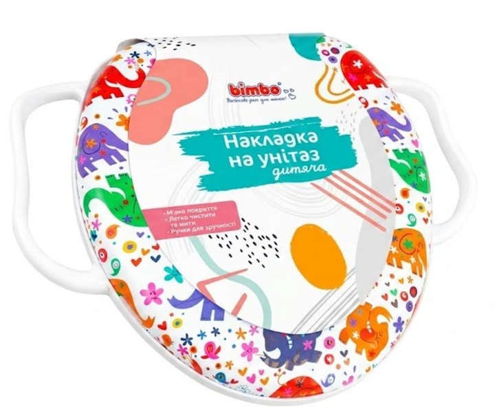 Дитяча накладка на унітаз Bimbo C31828 м’яка з ручками універсальна White Elefant (FFM0000155)
