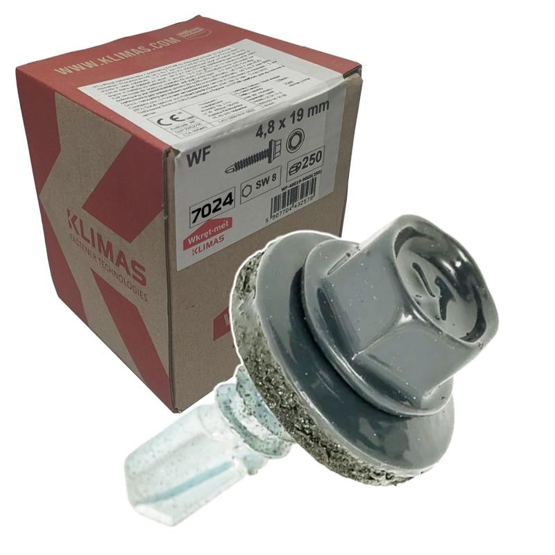 Саморез кровельный по металлу Klimas Wkret-Met RAL 7024 4,8x19 мм 250 шт.