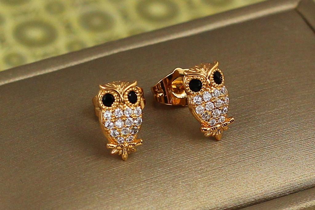 Серьги гвоздики Xuping Jewelry совы 1,2 см Золотистый (2416675969)